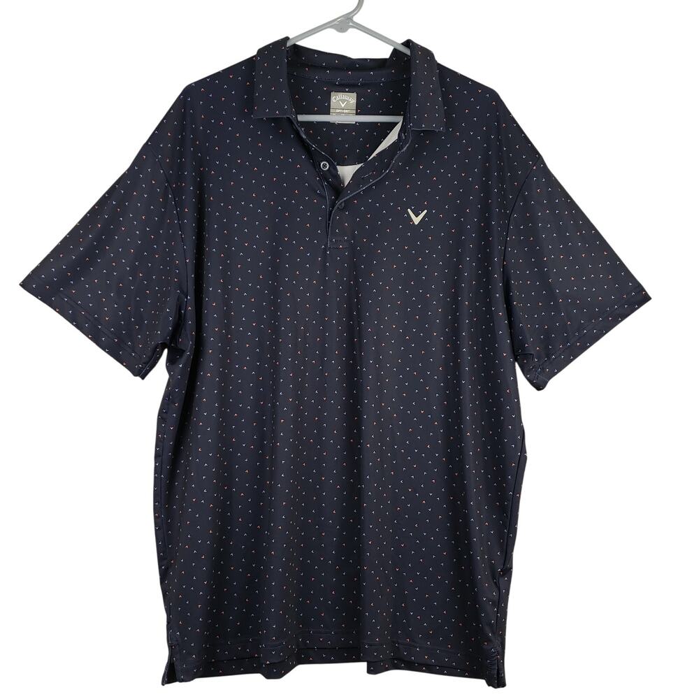 Callaway‎ Men's XL Opti-Dry Golf Polo Navy Blue Arrow Print Performance Sporty